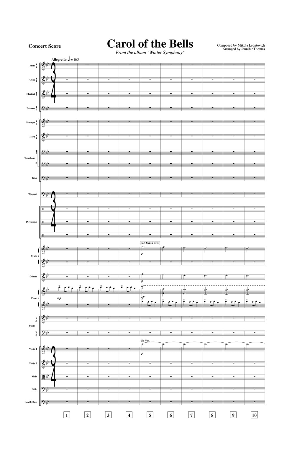 Carol of the Bells (alquiler completo de partituras para orquesta y coro)
