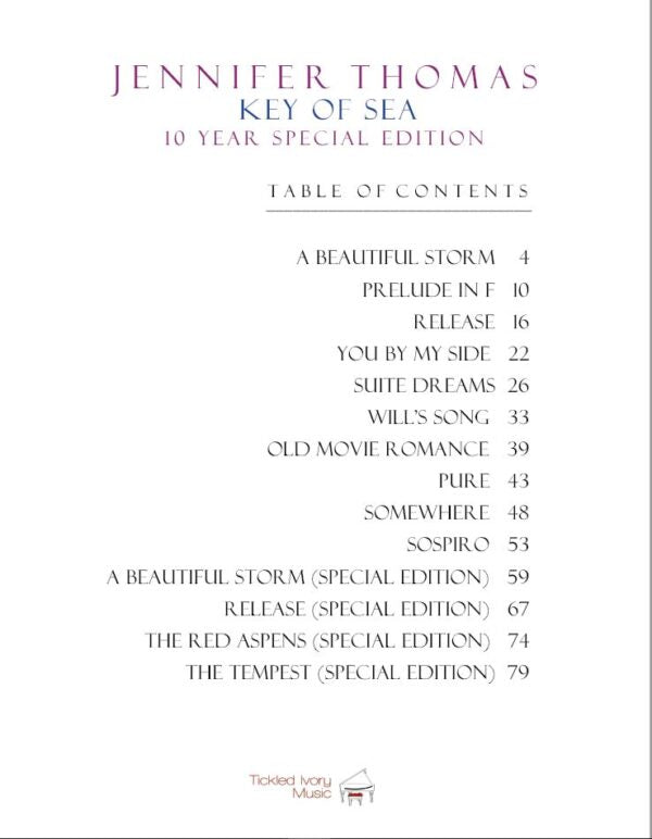 Key of Sea (10 Year Special Edition) Solo Piano Digital Songbook