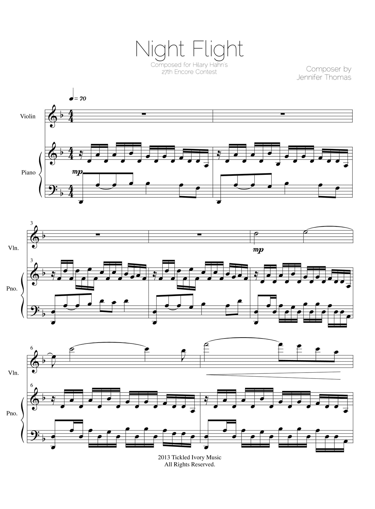 Vuelo nocturno (a dúo para piano y violín)