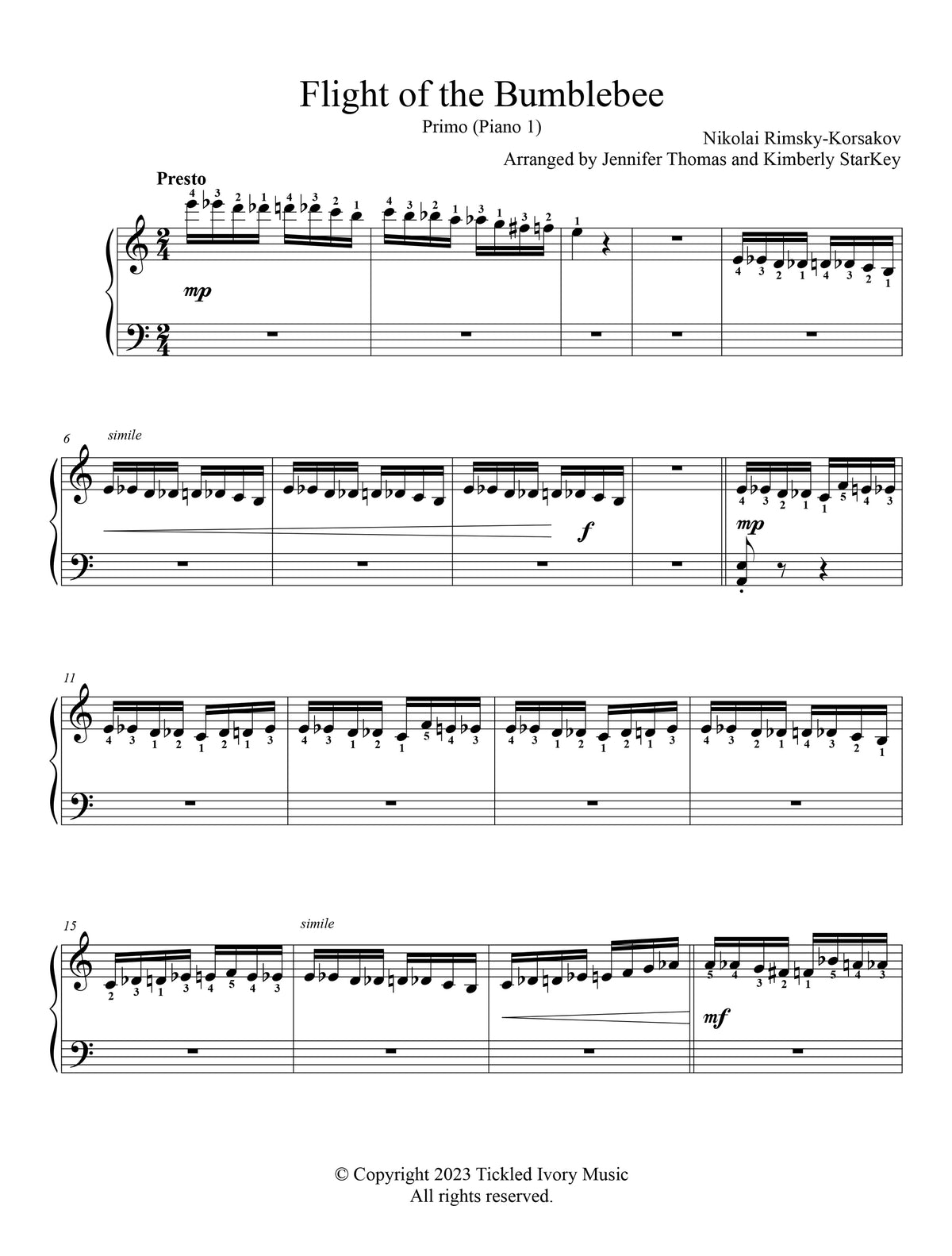 Flight of the Bumblebee (for 2 Piano Duet)