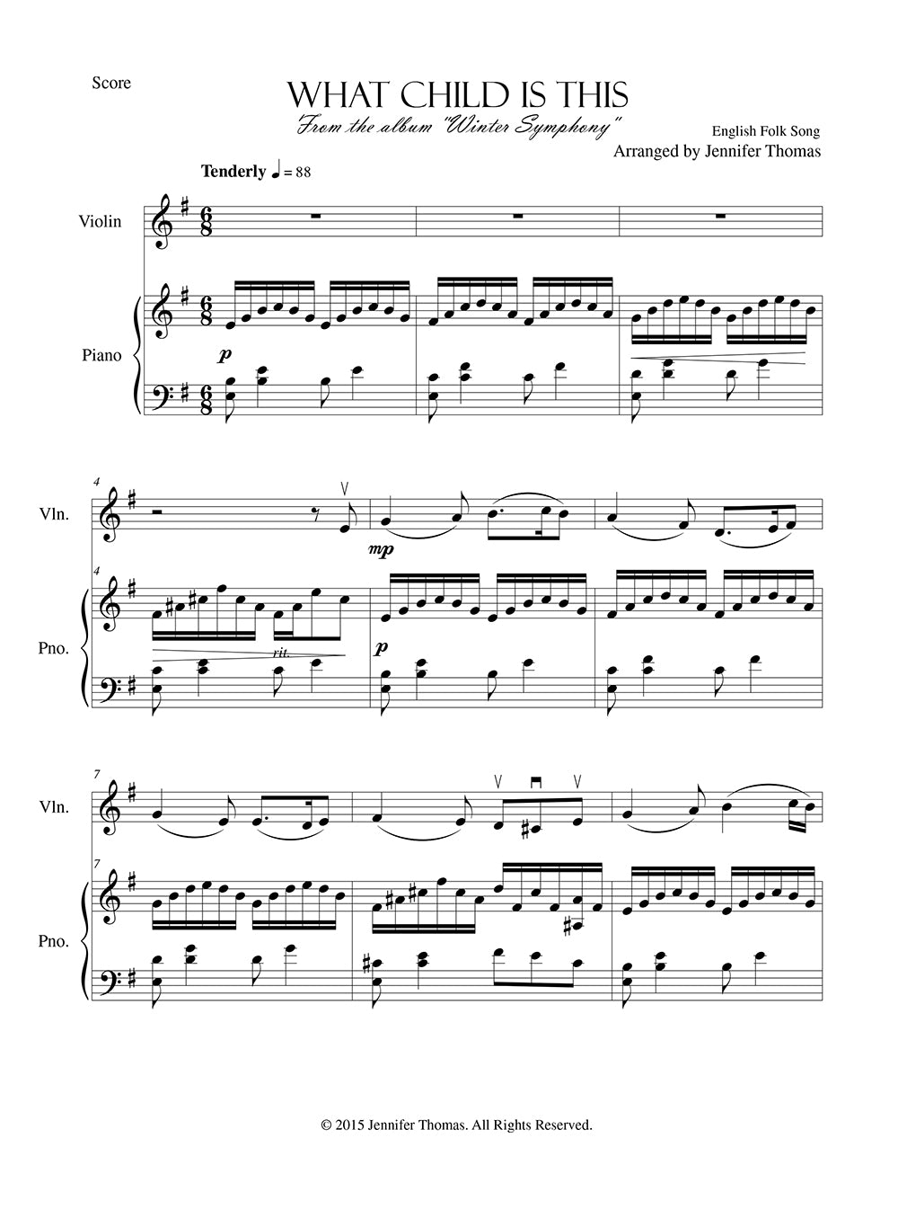 ¿Qué niño es este? (Dúo para piano/violín)