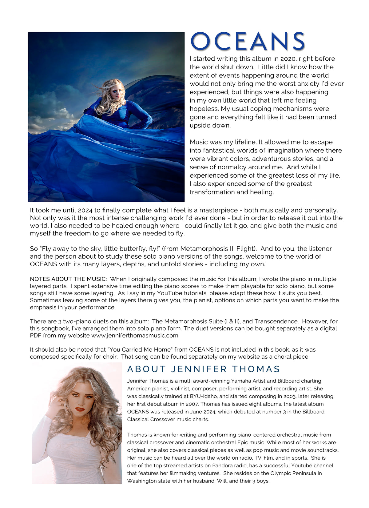 Oceans Solo Piano Printed Songbook