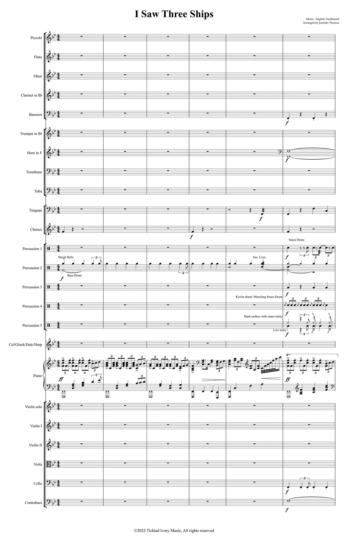 I Saw Three Ships (Full Orchestra & Choir Score Rental)