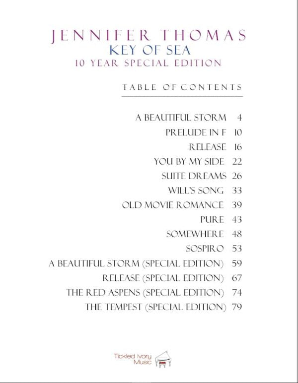 Key of Sea (10 Year Special Edition) Solo Piano Printed Songbook