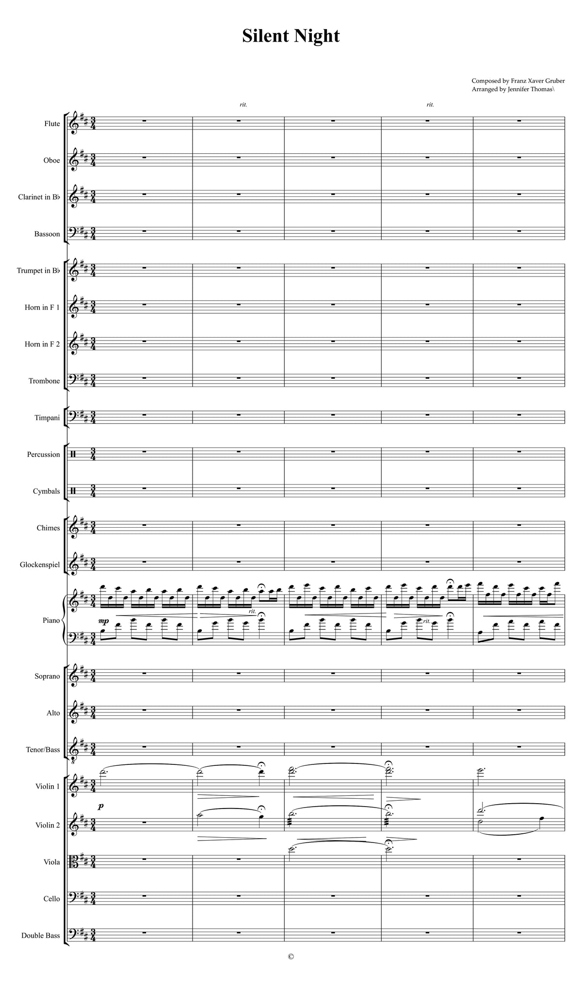 Silent Night (Full Orchestra & Choir Score Rental)