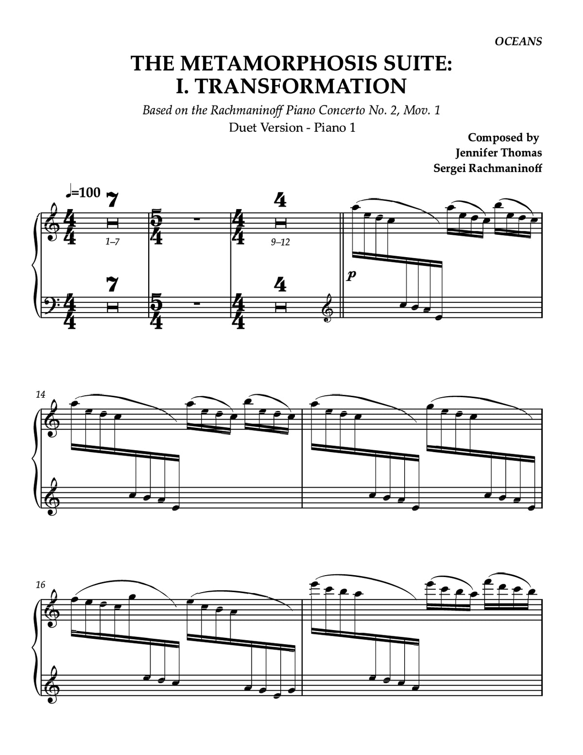 The Metamorphosis Suite: Transformation & Flight (Duet for 2 Pianos)