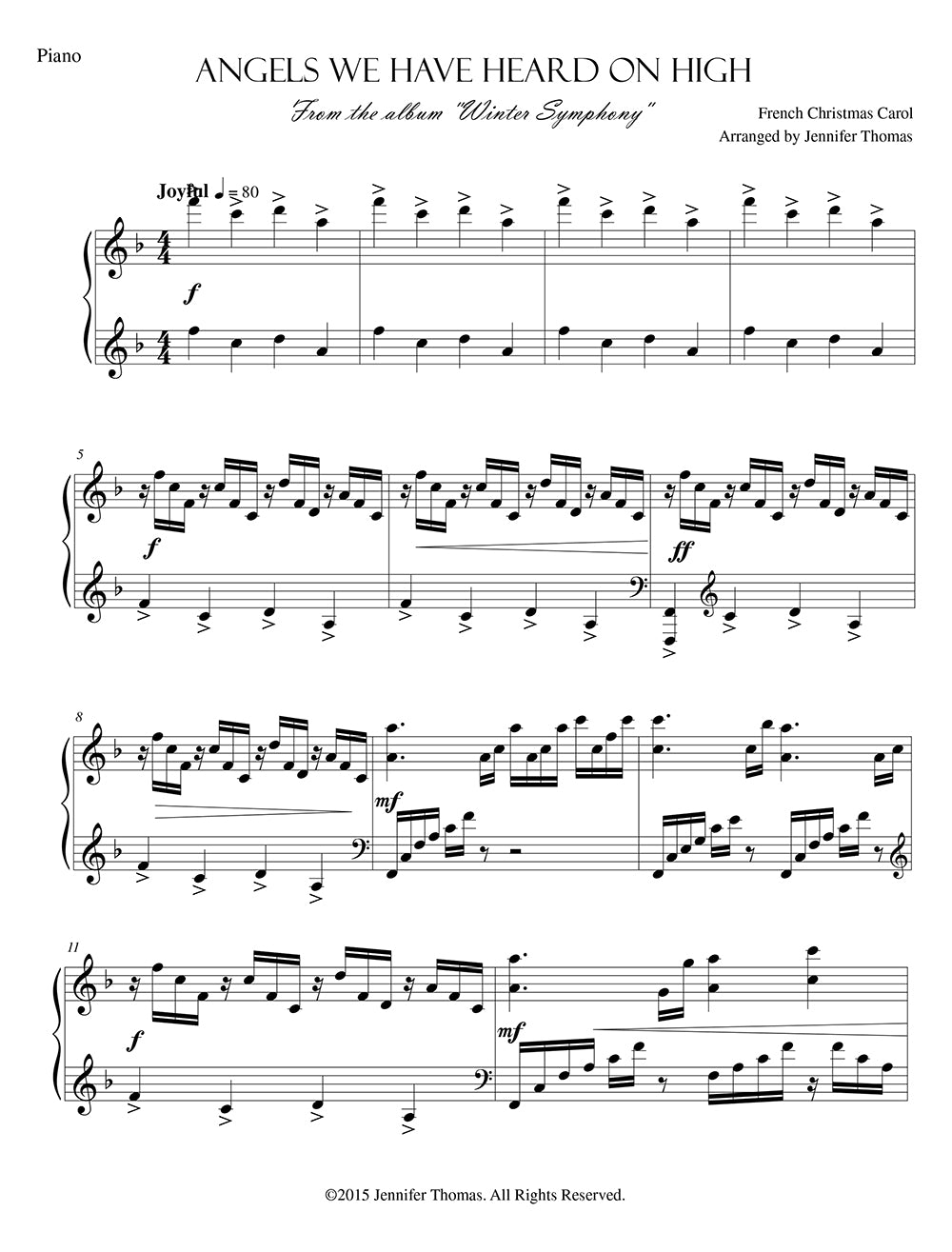 Cancionero digital para piano solo de Winter Symphony