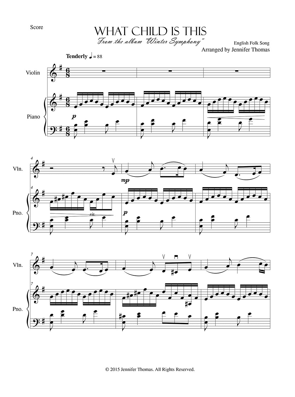 What Child is This (Duet for Piano/Violin)
